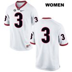 Women's Georgia Bulldogs NCAA #3 Tyson Campbell Nike Stitched White Authentic No Name College Football Jersey VCA2554DQ